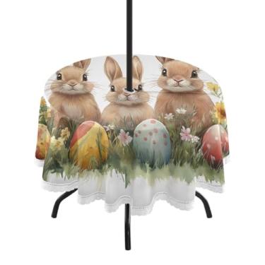 Imagem de Blueangle Toalha de mesa redonda à prova d'água de 152 cm à prova d'água com orifício para guarda-chuva - Tecido resistente para todos os climas à prova de sol para pátio, acampamento, piquenique(155)