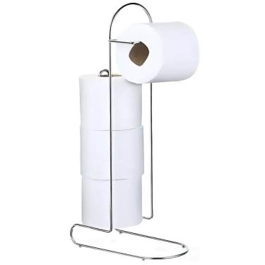 Imagem de Porta Papel Higiênico de Chão Cromado para 4 Rolos Mali