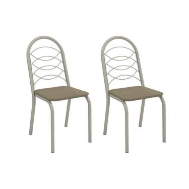 Imagem de Cadeira Sala De Jantar Holanda 2c009nk Aço Kit 2 Un Niquel/boucle Bege Fendi - Kappesberg