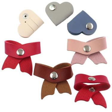 Imagem de ZQIY Organizador de fios de pressão, enrolador de laço, caixa de armazenamento em forma de coração, fone de ouvido e protetor de cabo de dados, portátil, couro PU, marrom, rosa, vermelho, azul, bege