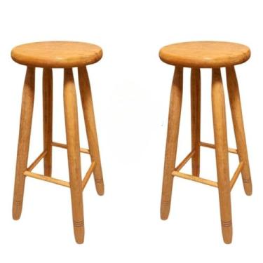 Imagem de Kit 3 Banquinhos Grande em madeira maciça 70cm Altura - Banco tamborete banqueta Alta (2)