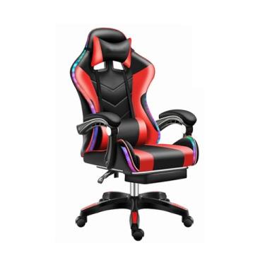 Imagem de HGTRH Cadeira de jogos, cadeira ergonômica para computador com massagem lombar e calor, cadeira de videogame com rodízios silenciosos, encosto ajustável 3D, assento espesso, couro PU, apoio para os