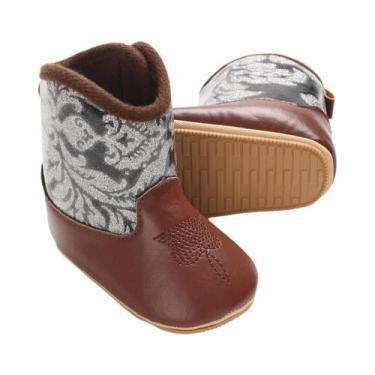 Imagem de Botas De Bebê Retro Em PU Com Estampa E Bordado, Calçados Casuais Para