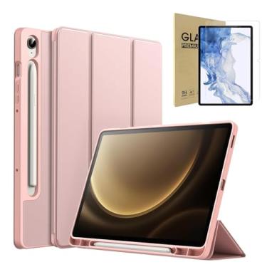 Imagem de MONWO Capa para Samsung Galaxy Tab S10 Lite / S10 FE / S9 FE 10,9 Polegadas com S Pen Suporte de Lápis, TPU Macio Suporte Triplo Dobrável Estojo Protetora para Tablet (Rosa)