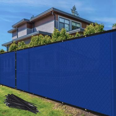 Imagem de TANG Sunshades Depot Azul 1,2 x 5,8 m, 150 g/m², tela de cerca de privacidade, tela comercial para canteiro de construções, para-brisa, residencial, corrente, cerca de vedação, bloqueio de privacidade com excelente fluxo de ar