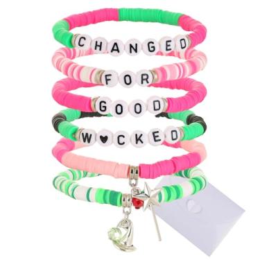 Imagem de Brivica Pulseiras de amizade para mulheres, varinha e chapéu de bruxa, pulseiras com contas para melhor amiga, joias verdes e rosa, acessórios de fantasia, one-size, polímero, Sem Pedra Preciosa