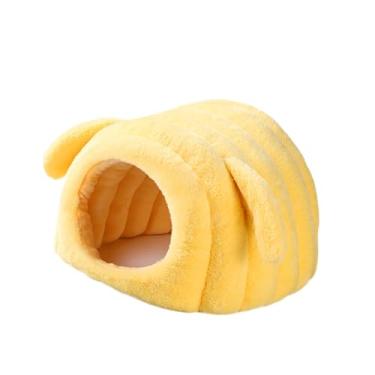 Imagem de Generic Cama/Abrigo Semi-Fechado para Hamster, Habitat Lavável para Pequenos Animais, Tipo Caverna, Ideal para Gerbil Anão, Furão, Rato e Chinchila, Amarelo