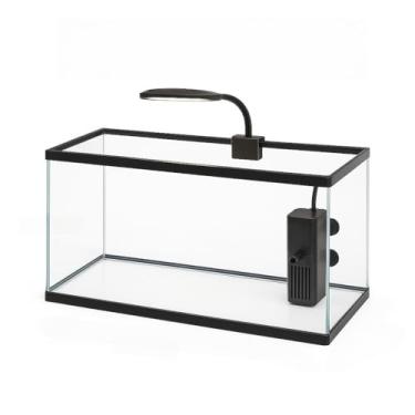 Imagem de Aquário de 20 litros 40 x 20 x 25 cm Aquário de vidro de 3 mm adequado para peixes ornamentais Decoração para casa (20 litros Com bomba 110v)