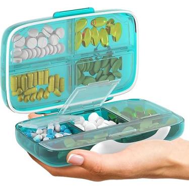 Imagem de Organizador de comprimidos à prova de umidade, caixa de comprimidos hermética à prova d'água, grande dispensador de comprimidos para casa, suporte de suplemento de viagem, organizador de vitaminas portátil, tamanho jumbo, 8 compartimentos, recipiente de vitamina hermética para uso diário
