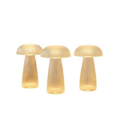 Imagem de Luminária Cogumelo LED Transparente 15cm Abajur Decoração Moderna Minimalista(3)