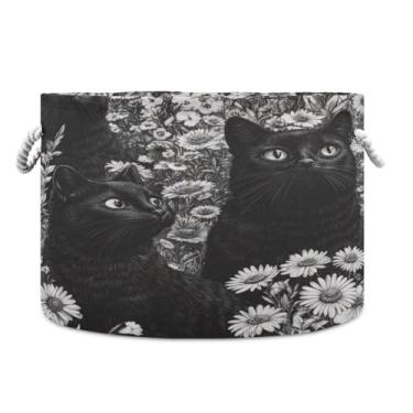 Imagem de WELLDAY Cesta de corda de algodão para bebês gatos pretos para sala de estar, lavanderia, berçário, travesseiros, decoração de casa