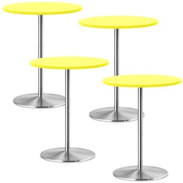 Imagem de Pacote com 4 toalhas de mesa redondas pequenas para mesas de coquetel de 76 cm, capa de mesa de piquenique, impermeável, elástica, lavável, dobrável, toalha de mesa de elastano para jantar, bar, pub e