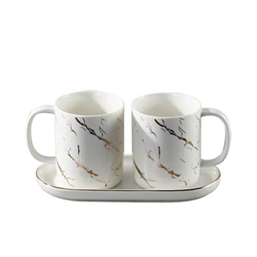 Imagem de Um par de copa de enxaguante bucal copo de escova de dentes de casal copo de cerâmica casa de banho copo de lavagem copo de escova de dentes