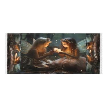 Imagem de Wassud Capas de lavadora e secadora Lovely Angels, protetor de lavadora com sacos de armazenamento, capa de geladeira à prova de poeira com bolsos para lavanderia doméstica, cozinha, 120 x 55 cm