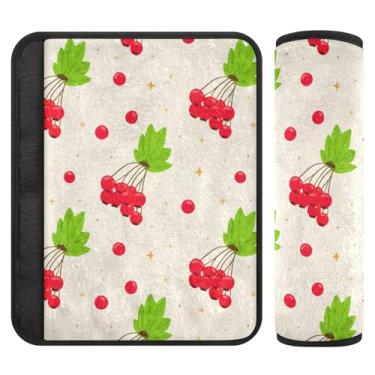 Imagem de Burbuja Capa para cinto de segurança de carro Red Berries Protetor de cinto de segurança de carro macio confortável para alça de ombro de assento, 1 par pequeno