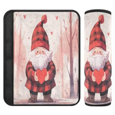 Imagem de Burbuja Capa de cinto de segurança de carro Valentine Gnome almofadas macias confortáveis protetor de cinto de segurança de carro para alça de ombro de assento de carro, 1 par médio