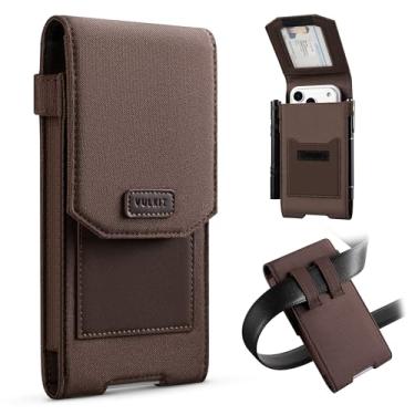 Imagem de VULKIT Coldre para celular compatível com iPhone Series, série Galaxy, Moto, ajuste universal, com janela de identificação e compartimento para caneta, suporte de cinto de telefone de nylon resistente