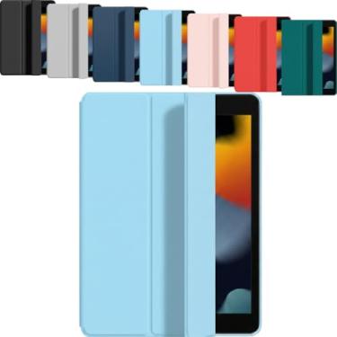 Imagem de Capa Magnética para iPad 10ª e 11ª Geração MSATech – Case Fino de Silicone Premium com Suporte Ajustável, Função Sleep/Wake Automática e Proteção Translúcida Compatível com Modelos A16 (Azul claro)