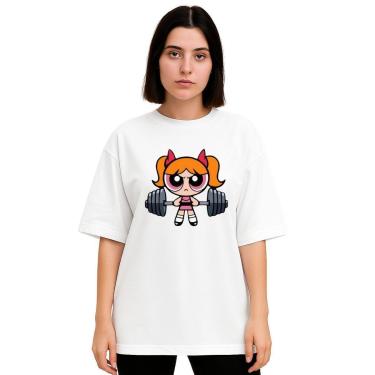 Imagem de Camiseta Oversized Feminina Algodão Treino Academia Estampada-Feminino