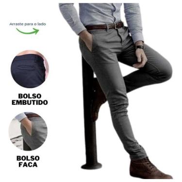 Imagem de Calça Social Sarja Masculina Esporte Fino - Mitchelgutto, Cinza chumbo
