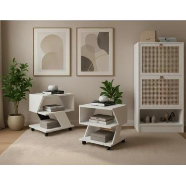 Imagem de Kit Sapateira Spin Tropical 2 Portas e 2 Mesas de Cabeceira/Centro Bra