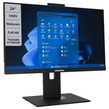 Imagem de Computador All In One Concórdia Core i3 12100 8GB DDR5  SSD 256GB 23.8`` Full Hd  Webcam WIFI FreeDos Preto