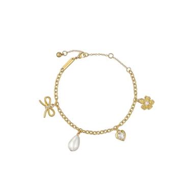 Imagem de Ted Baker Pulseira feminina com pingente de ícone London Isabella (ouro/pérola e cristal)