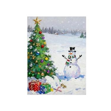 Imagem de BMZFYBS Arte de parede paisagem imagem em tela - árvore boneco de neve - impressão de pintura de decoração moderna para sala de estar quarto 50 x 65 cm 20 x 26 pol sem moldura