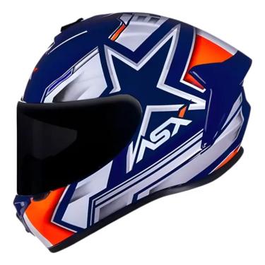 Imagem de Capacete ASX Draken Pilot Branco Azul e Laranja