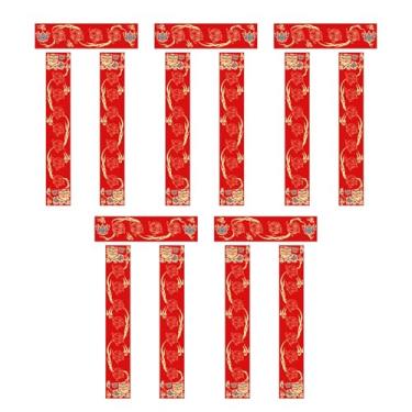 Imagem de Nishiyuenyi Conjunto de 5 Pares de Papel Decorativo em Branco, Na Cor Vermelha Chunlian Xuan, para Lojas, Restaurantes, Escritórios E Decoração de Residências, Style F, Tamanho real