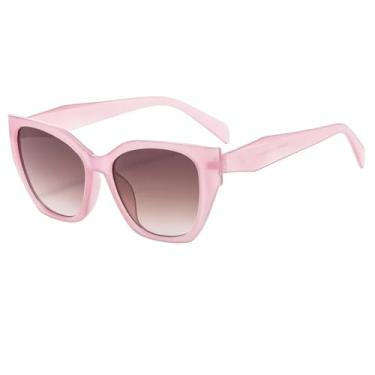 Imagem de Óculos de Sol Fashion Masculino Feminino Gradiente UV400 Popular (Rosa-Marrom Claro)