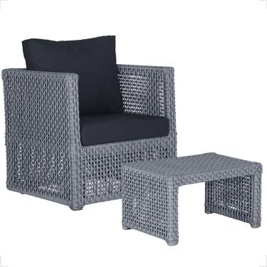 Imagem de Mesa E 1 Poltrona Madri Corda Náutica Estofado 12 Trama Prata