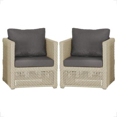 Imagem de 2 Poltronas Madri Alumínio Corda Náutica Estofado 11 Trama Rami