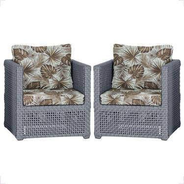 Imagem de 2 Poltronas Madri Alumínio Corda Náutica Estofado 6 Trama Prata