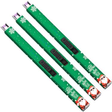 Imagem de SUPRUS Isqueiro de arco elétrico à prova de vento USB sem chama recarregável com trava de segurança para acampamento de vela e churrasco (verde Natal, 3)