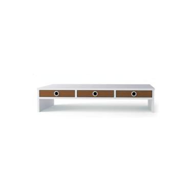 Imagem de Suporte de Monitor com 3 Gavetas, Madeira, Preto, 38x25x15cm, Organizador de Mesa para Escritório