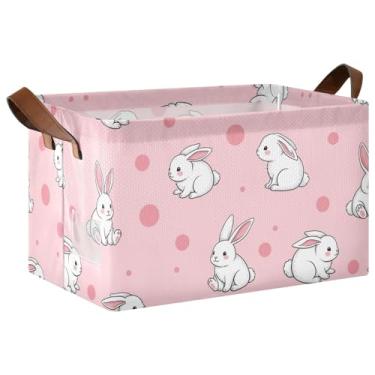 Imagem de Cestos de armazenamento de armário grande rosa coelho fofo para armazenamento de roupas, caixas de armazenamento de brinquedos para organização e armazenamento de sala de jogos 17 x 29 x 25 cm, 1
