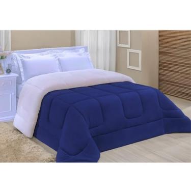 Imagem de Coberdrom Casal Queen Dupla Face Sherpa Tipo Pele de Carneiro 2,40x2,20m (Marinho)