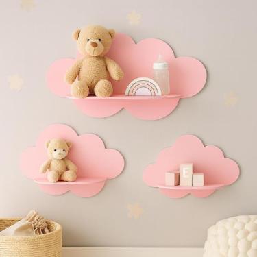 Imagem de Trio de Prateleira MDF Nichos Quarto de Bebê Decoração Infantil Modelo
