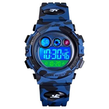 Imagem de CakCity Relógios infantis esportivos digitais para meninos e meninas ao ar livre à prova d'água com alarme, cronômetro, relógio de pulso infantil para crianças de 5 a 10 anos, Câmera azul