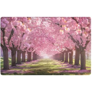 Imagem de Capacho personalizado de flores de cerejeira florescendo outono bonito tapete interno para entrada, tapete de boas-vindas de outono, tapetes de entrada internos laváveis para casa, 81 cm x 50 cm