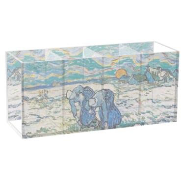 Imagem de TSENQUE Suporte de caneta personalizado de acrílico Vangogh de campo de escavação camponesa para canetas, marcadores, marcadores, pincéis, copo, decoração de escritório, acessórios de mesa