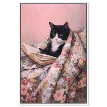 Imagem de Decoração de parede para animais de estimação Cat Nap Chapter IV da Art Remedy, moldura branca, 50 x 76 cm