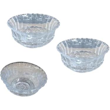 Imagem de Alexa Conjunto de Tigelas em Vidro Transparente, Design Clássico com Padrão em Relevo, 3 Peças