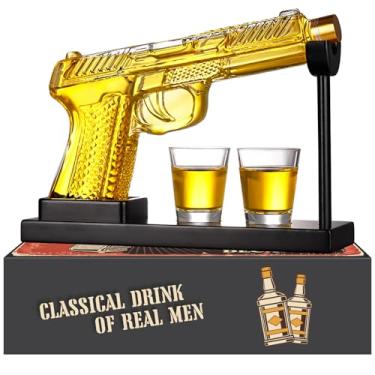 Imagem de Oaksea Conjunto de decantador de uísque com 2 copos de shot, presentes para homens, pai, presente exclusivo de aniversário de aniversário de Natal para o marido, presente militar legal para amantes de