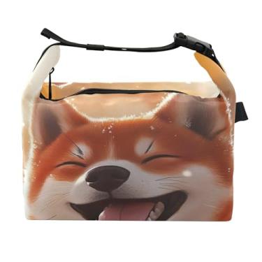 Imagem de TSENQUE Lancheira divertida Shiba Inu com estampa de inverno para mulheres, lancheira portátil, lancheira para trabalho, linda bolsa térmica para o trabalho