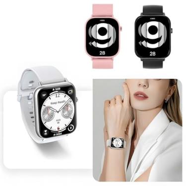 Imagem de ANJ.GG Smartwatch, Compatível com Android e iOS, Rosa, Tela Retangular, Resistente à Água, Bluetooth e Wi-Fi, Carregamento sem Fio, Despertador, Tela Tátil