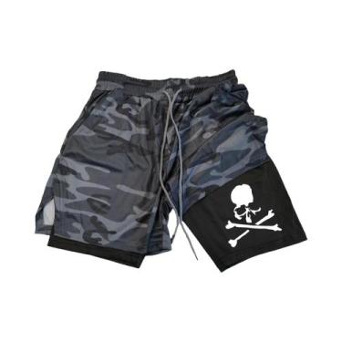 Imagem de Shorts Masculinos Esportivos 2 Em 1 Com Secagem Rápida E Respiráveis P