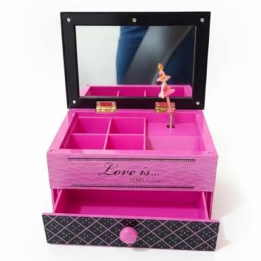 Imagem de Porta-Joias Bailarina Musical Luxo (Preto & Rosa)