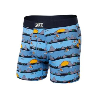 Imagem de SAXX Underwear Co. Roupa íntima masculina com bolsa ultra macia boxer braguilha, Lazy River - azul, P
